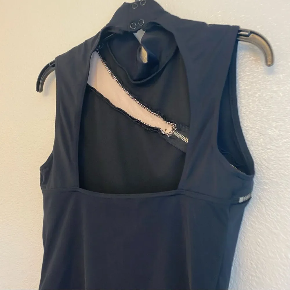 Weissman Elite dance costume black Zipper Detail Leotard MT11416 MA-Medium adult